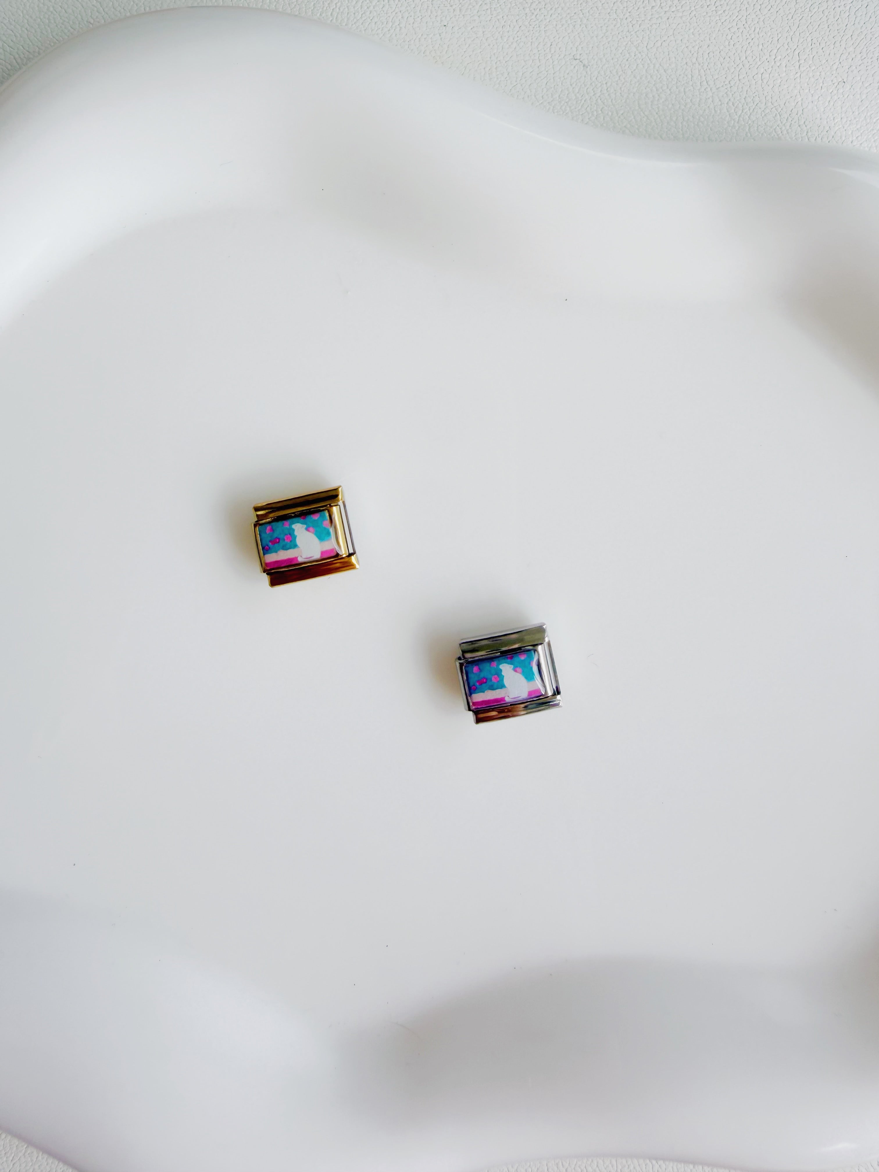 Italian Charm Gato con Flores