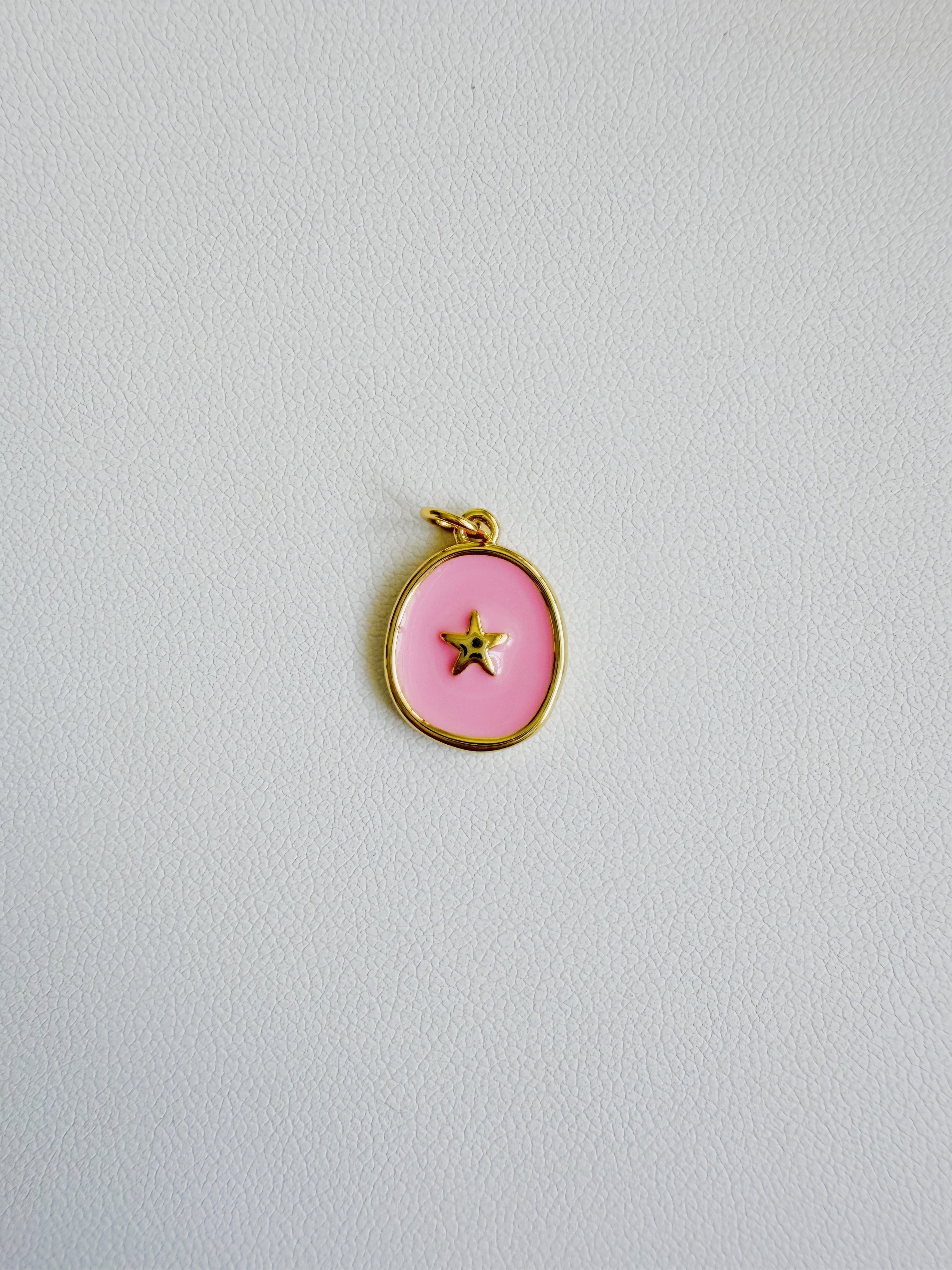 Charm Medallón Estrella Rosado