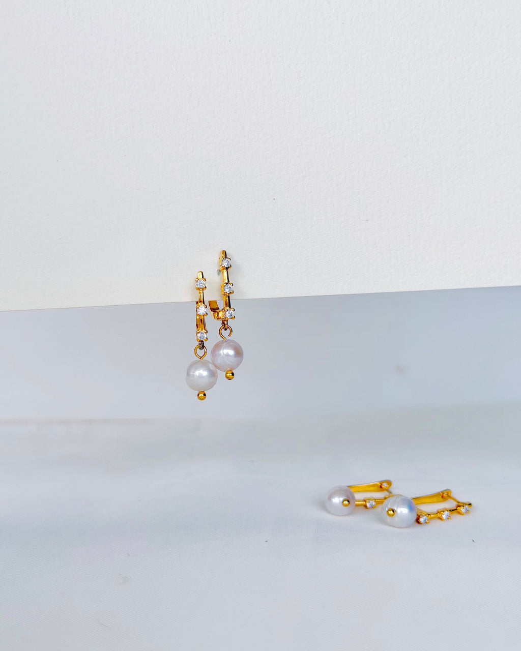 Sparkly Pearl Hoops