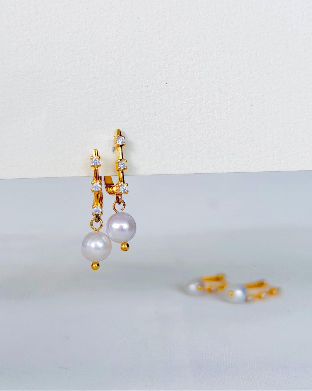 Sparkly Pearl Hoops